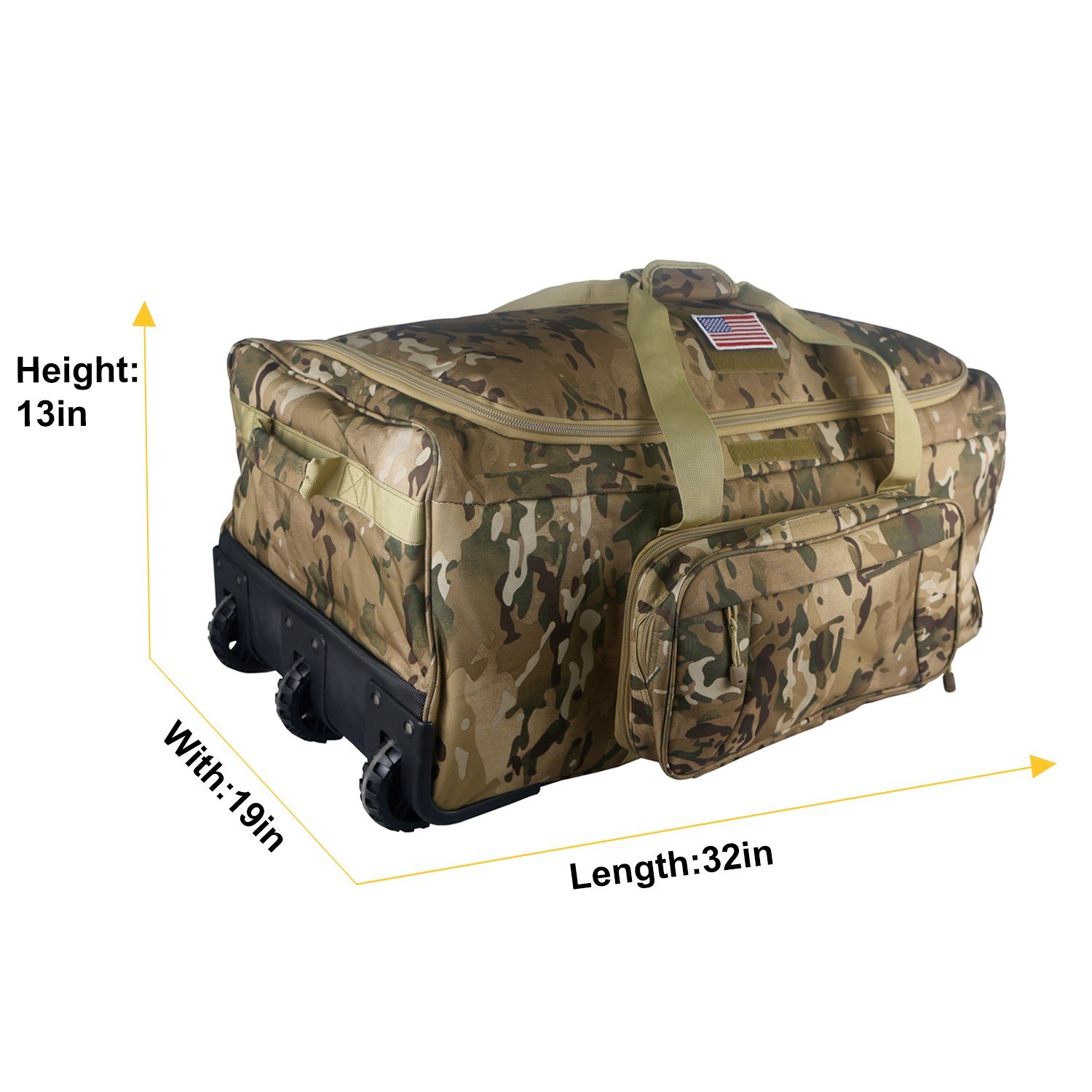 Huge Capacity Traveler Hotel Luggage Trolley Roller Military Multi-Function Bag
