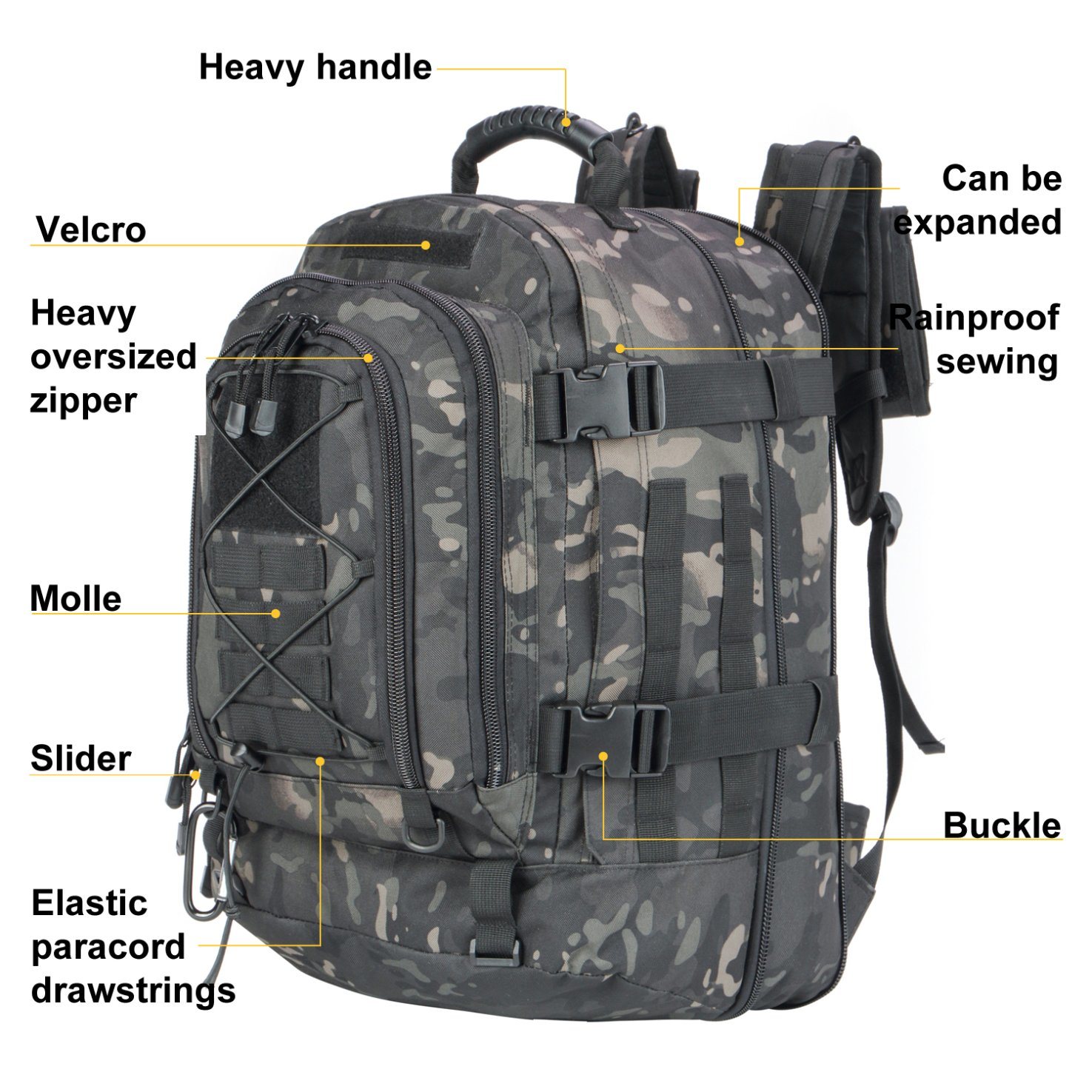 Waterproof Molle Pouch Water Bag Military Expandable Large Capacity Backpack for Traveling Camping