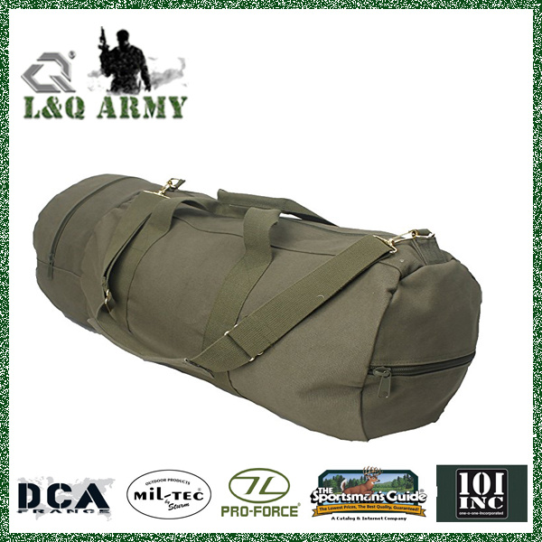 Olive Drab Cotton Canvas Military Carry Duffle Double Sports Gym Shoulder Bag with Strap