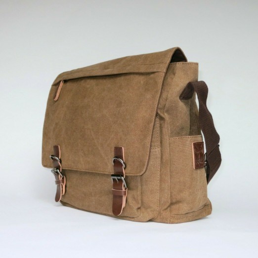 Brown Black Retro Canvas Leather Messenger Shoulder Bag Laptop Uni Men