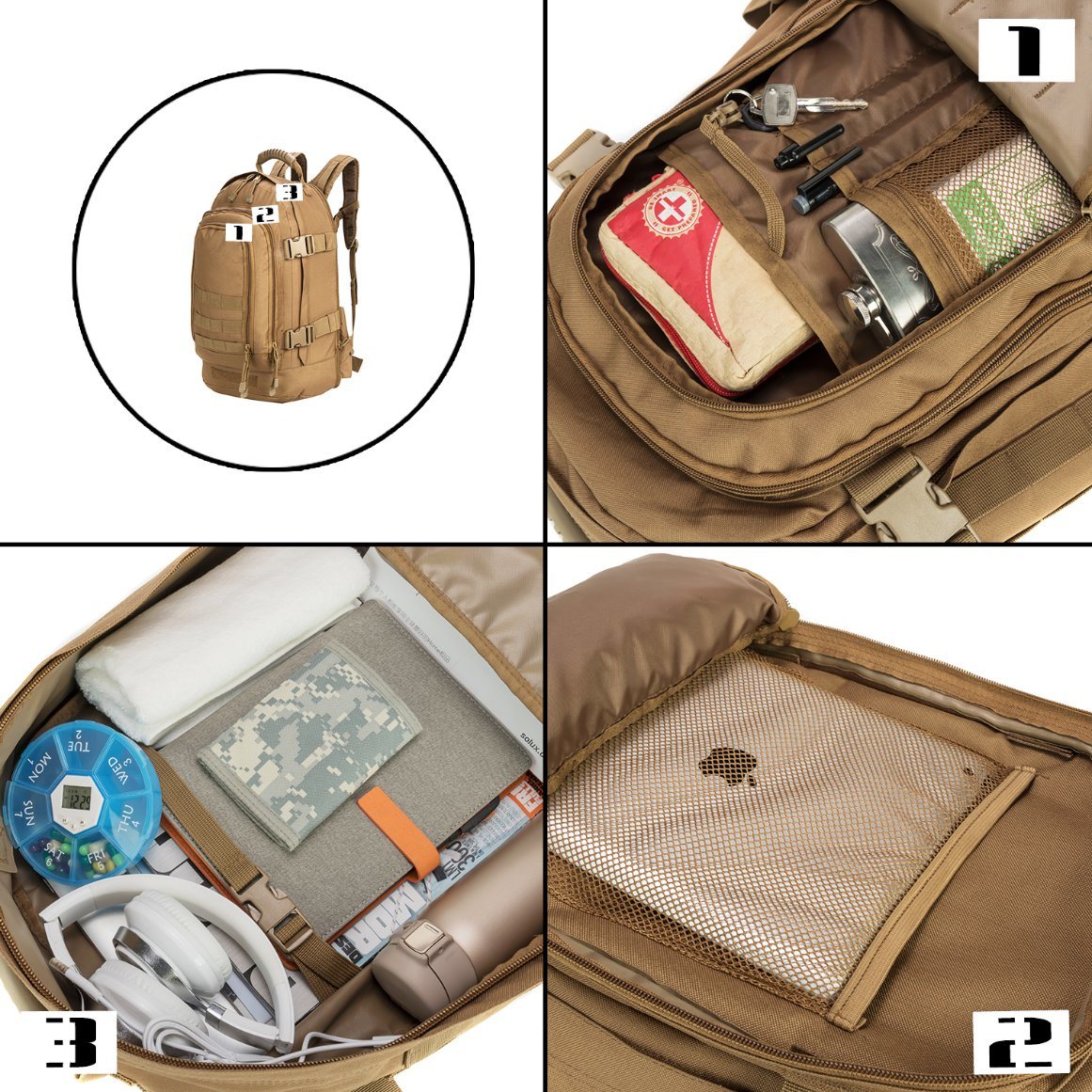 Hot Selling Military Tactical Large Capacity USB Backpack for Outdoor Sports Camping